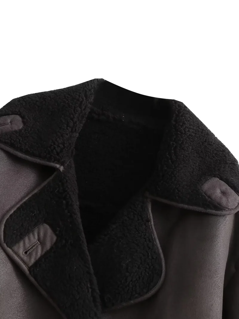 Women’s Warm Faux Leather Jacket - Image 4