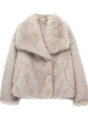 Women Elegant Faux Fur Jacket