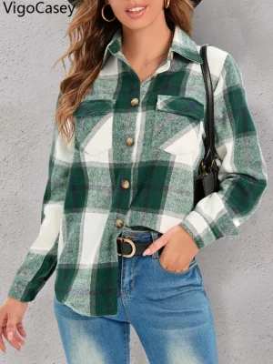 VigoCasey Ladies Plaid Casual Jacket
