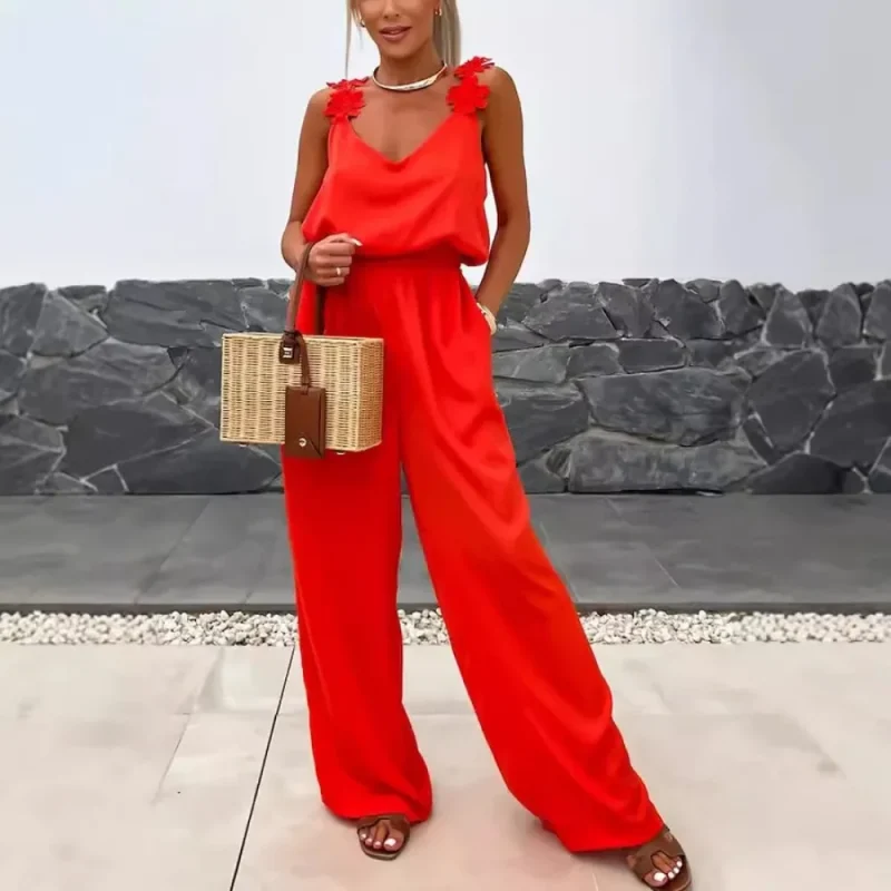 Women’s Casual Sleeveless Pocket Jumpsuit - Image 2