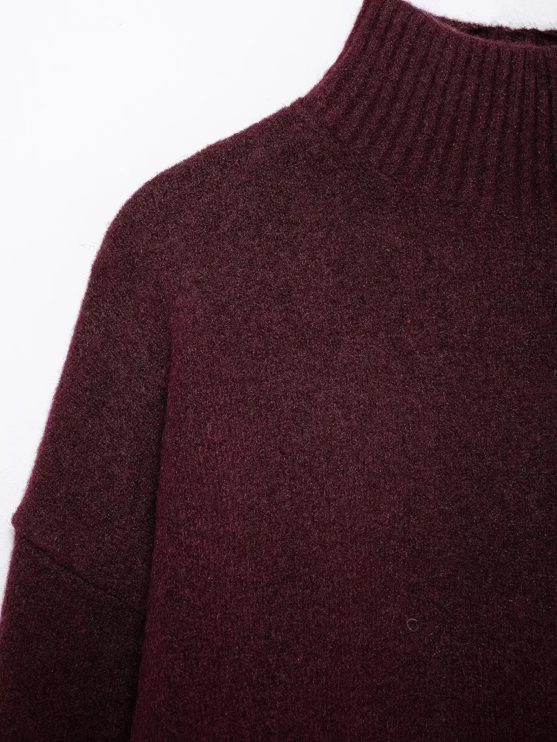 Women’s Burgundy Turtleneck Sweater - Image 6