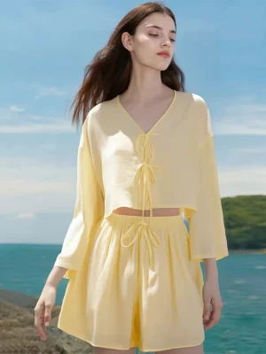 Women’s Yellow Shirt & Shorts Set
