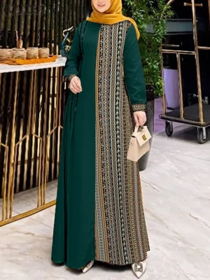 Ethnic Print Maxi Abaya