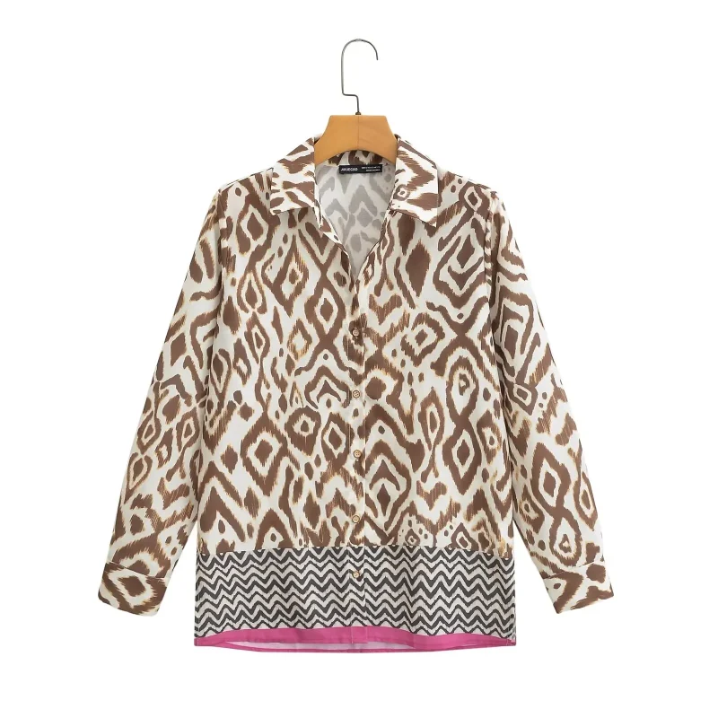 Women’s Vintage Print Blouse & Midi Skirt Set - Image 3