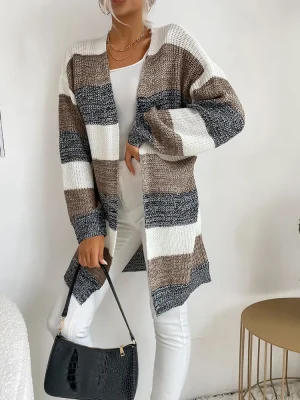 Women’s Long Knit Patchwork Cardigan Coat