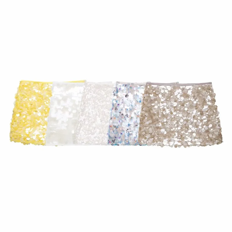 Women’s Yellow Sequin Mini Skirt - Image 2