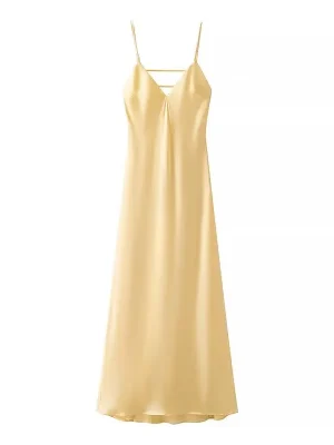 Elegant Summer Satin V-Neck Maxi Dress