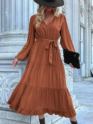 Women’s Boho Ruffled Maxi Dress