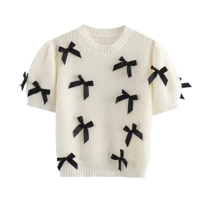 Women Elegant Bow Knitted Sweater