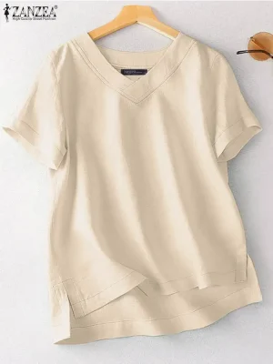 Women’s Summer V-Neck Cotton Blouse