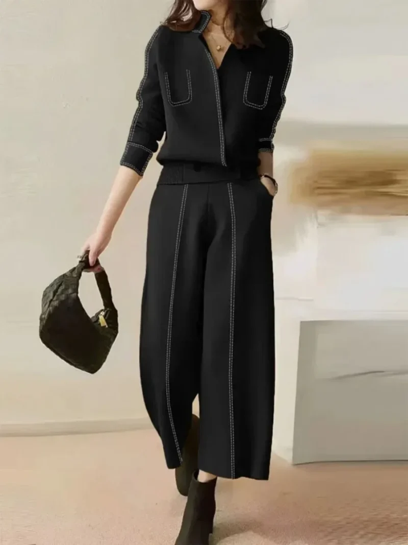 Women’s Black Loose Fit Pants - Image 2