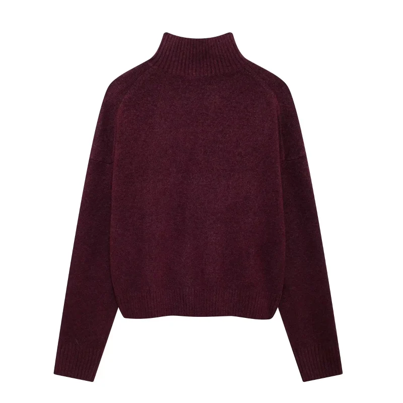 Women’s Burgundy Turtleneck Sweater - Image 4