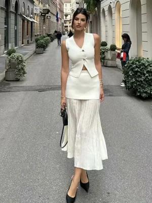 Women’s Knitted Vest & Skirt Set