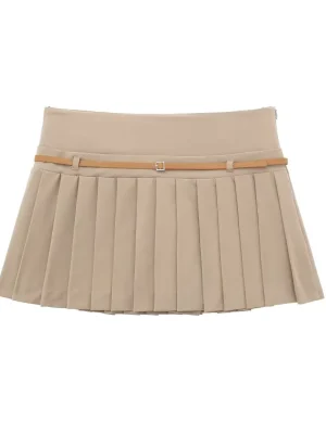 Women’s Pleated High Waist Skort with Belt