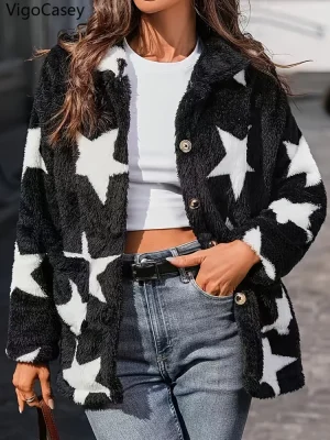 Women’s Autumn Plush Print Jacket