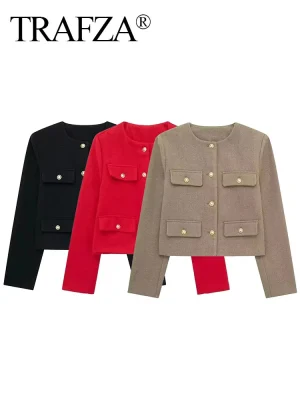 Women’s Solid O-Neck Jacket