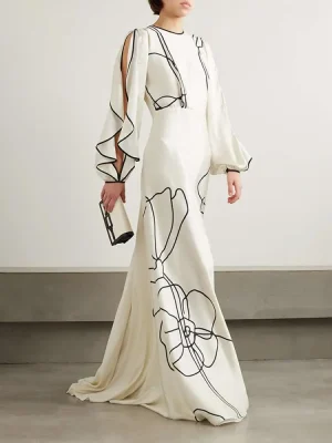Women’s Floral Print Elegant Evening Maxi Dress
