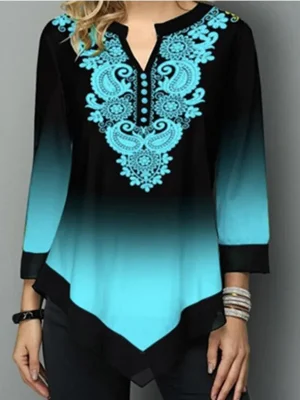 Women’s Casual Printed Blouse Top 5XL