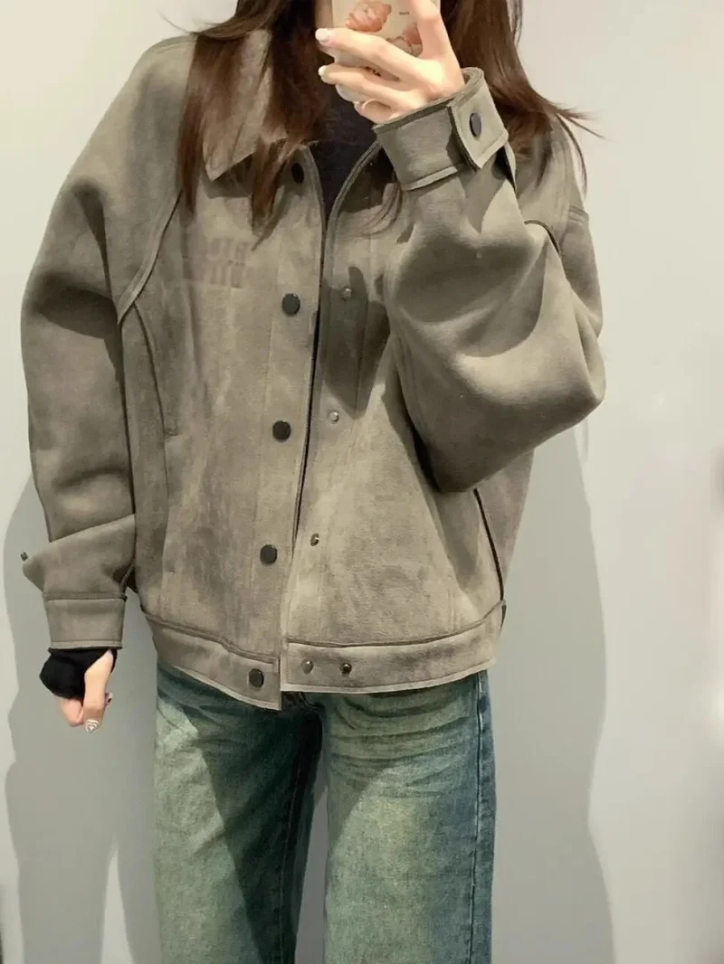 Women’s Retro Suede Short Jacket - Image 5