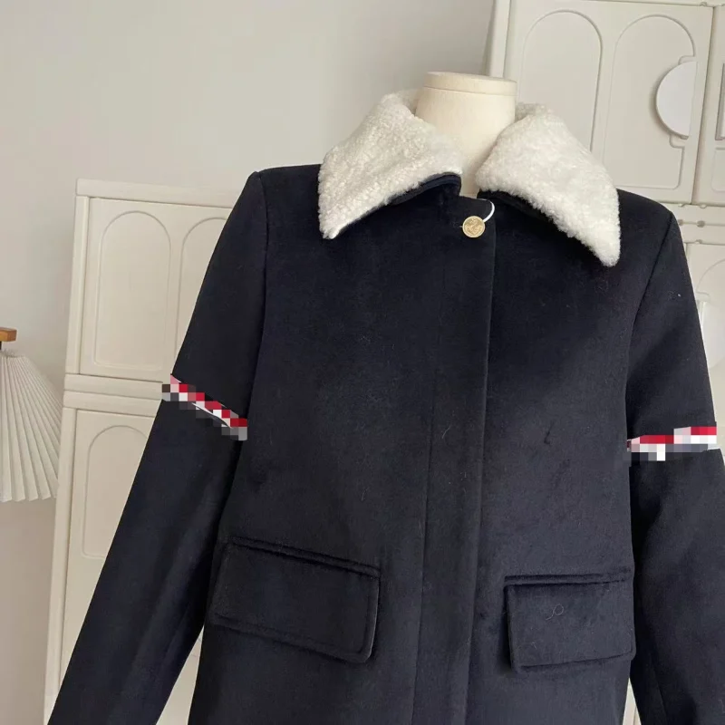 Korean Chic Patchwork Wool-Blend Coat - Image 2