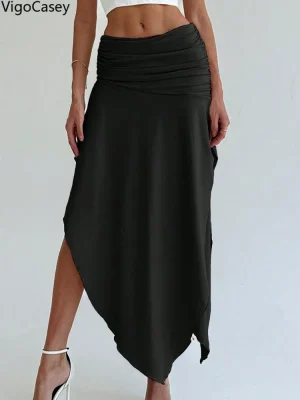 Women's Sexy Black High Waist Maxi Skirt