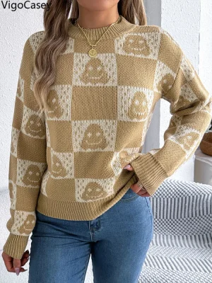 Women Halloween Plaid Sweater