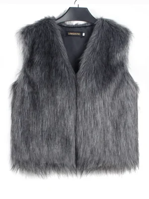 Khaki Short Faux Fur Vest Women