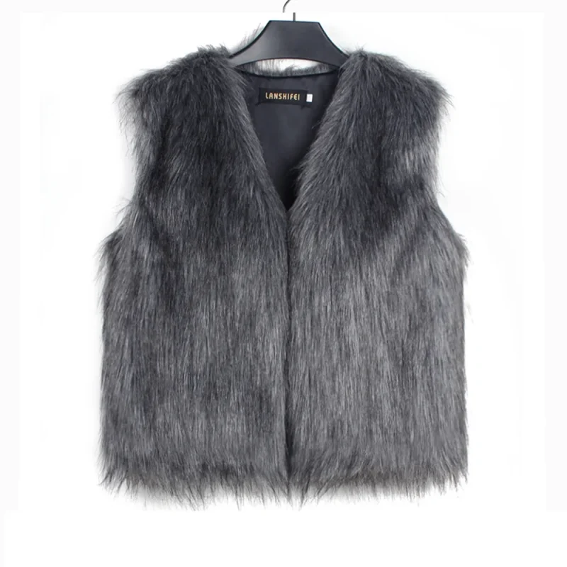 Khaki Short Faux Fur Vest Women