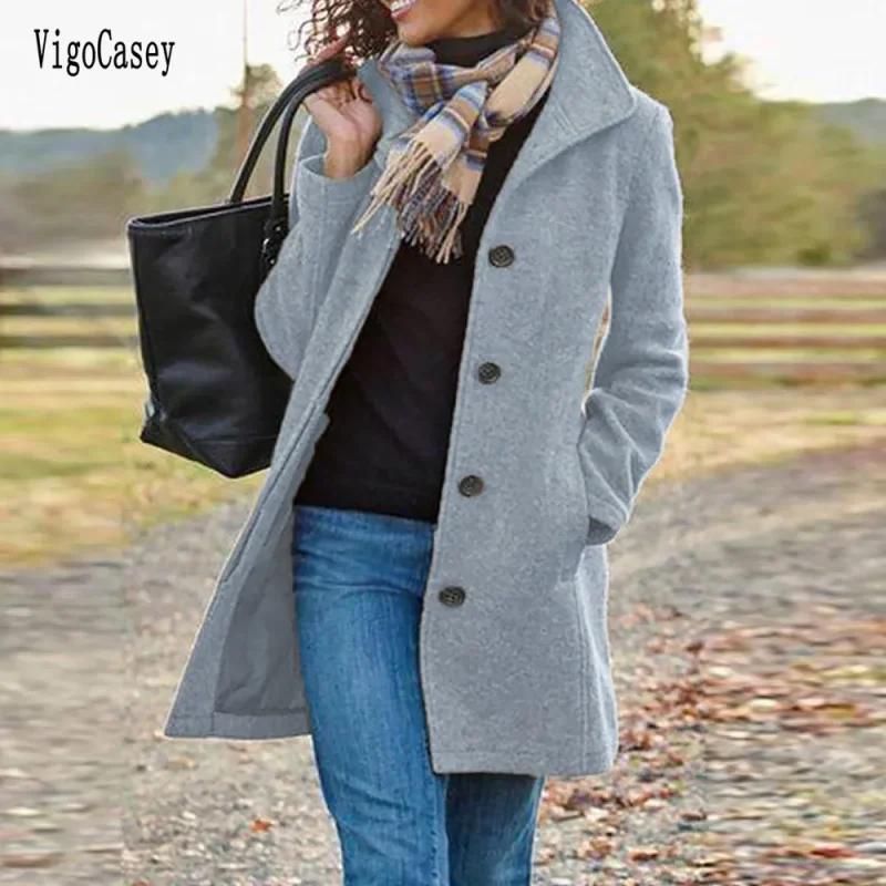 Elegant Orange Wool Blend Coat Women 2025 - Image 3