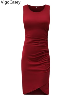 Summer Sleeveless O-Neck Mini Bodycon Dress for Women
