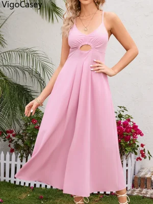 2025 Summer Backless Strap Long Dress for Women