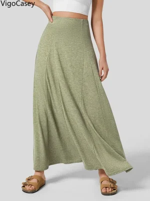 Elegant Green Loose Skirt for Summer & Autumn