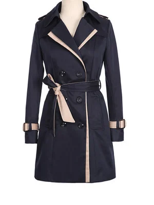 Autumn Winter Double Breasted Long Trench Coat for Women