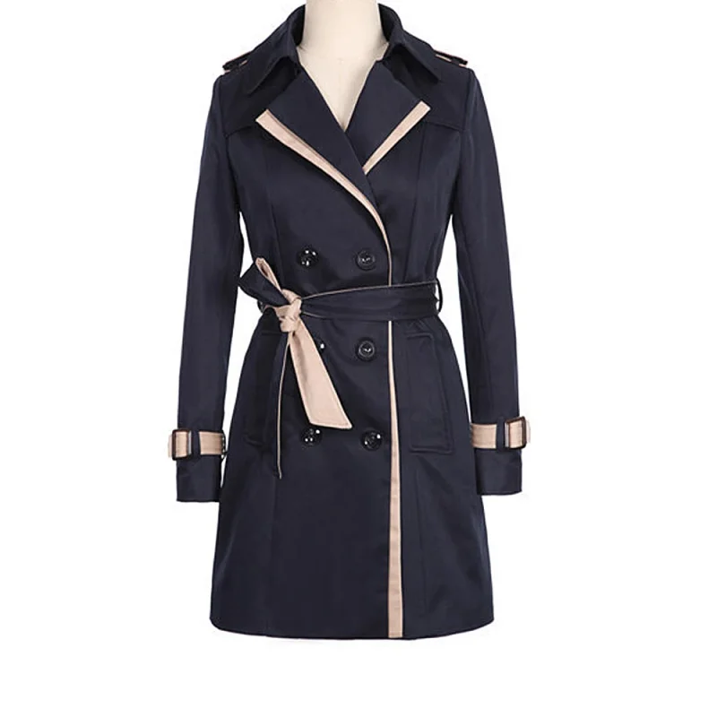 Autumn Winter Double Breasted Long Trench Coat for Women