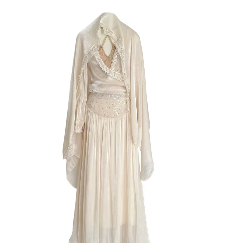 French Retro Lace Cardigan & Skirt Set Women