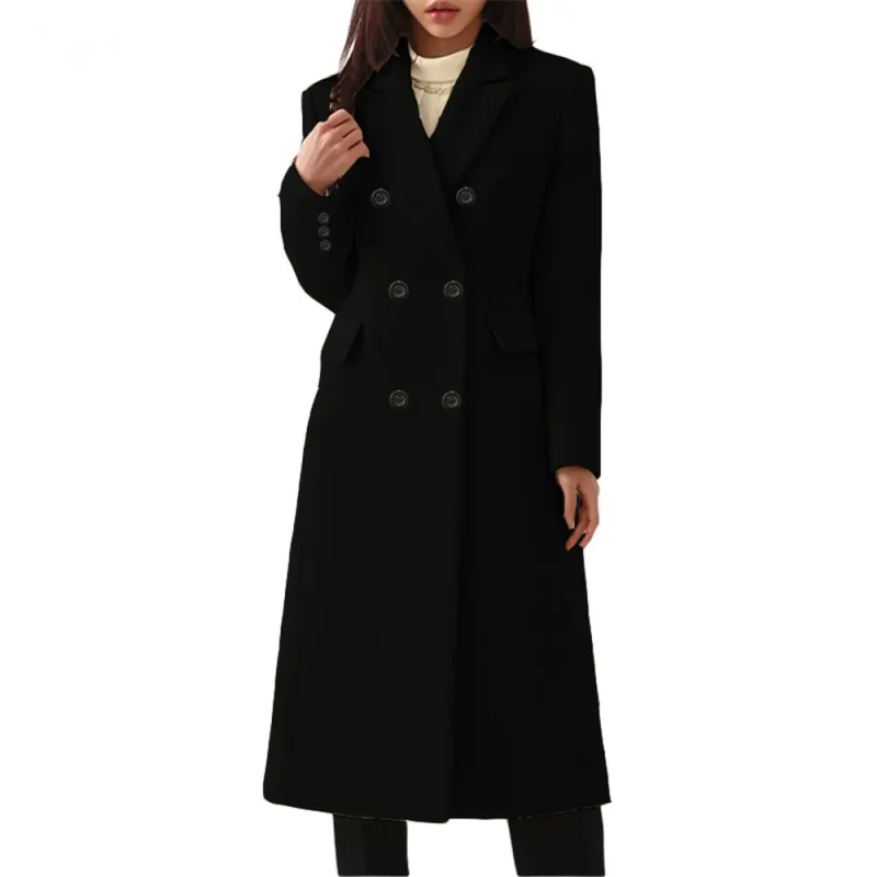 Elegant Burgundy Wool Blend Long Blazer Coat for Women - Image 5