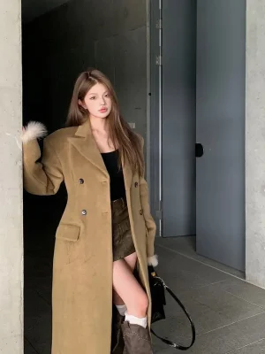 Coffee Wool Belted Coat