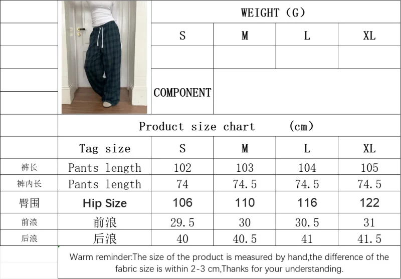 Women Green Plaid Wide Leg Pants - Image 6