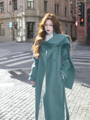 2025 Spring Women's Scarf Cape Trench Coat Vintage Elegant Overcoat