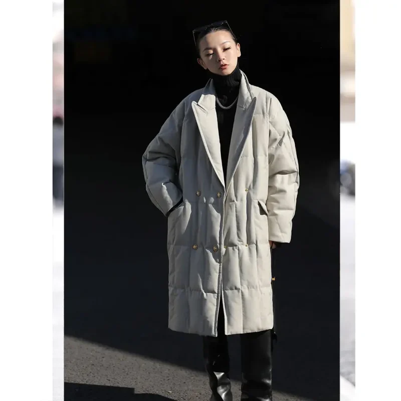 2025 Winter Women's Plaid Puffer Trench Coat