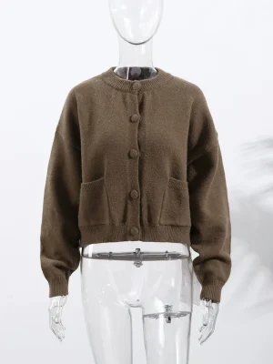 2025 Elegant Knit Cardigan Women with Pockets