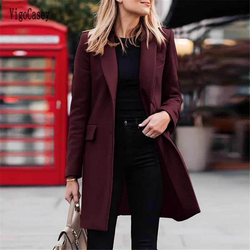 Elegant Brown Wool Blend Coat Women 2025 - Image 4