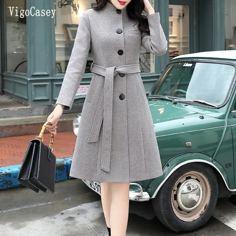 Khaki Long Trench Coat Women 2025 - Image 3