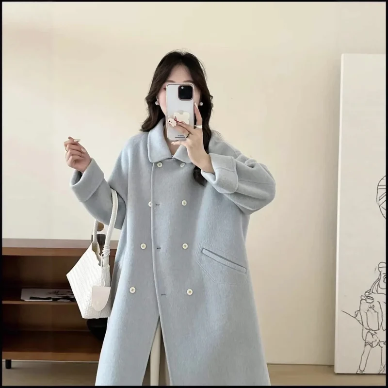 Korean Wool-Blend Batwing Coat - Image 3
