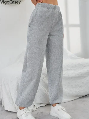 Women High Waist Gray Sport Pants