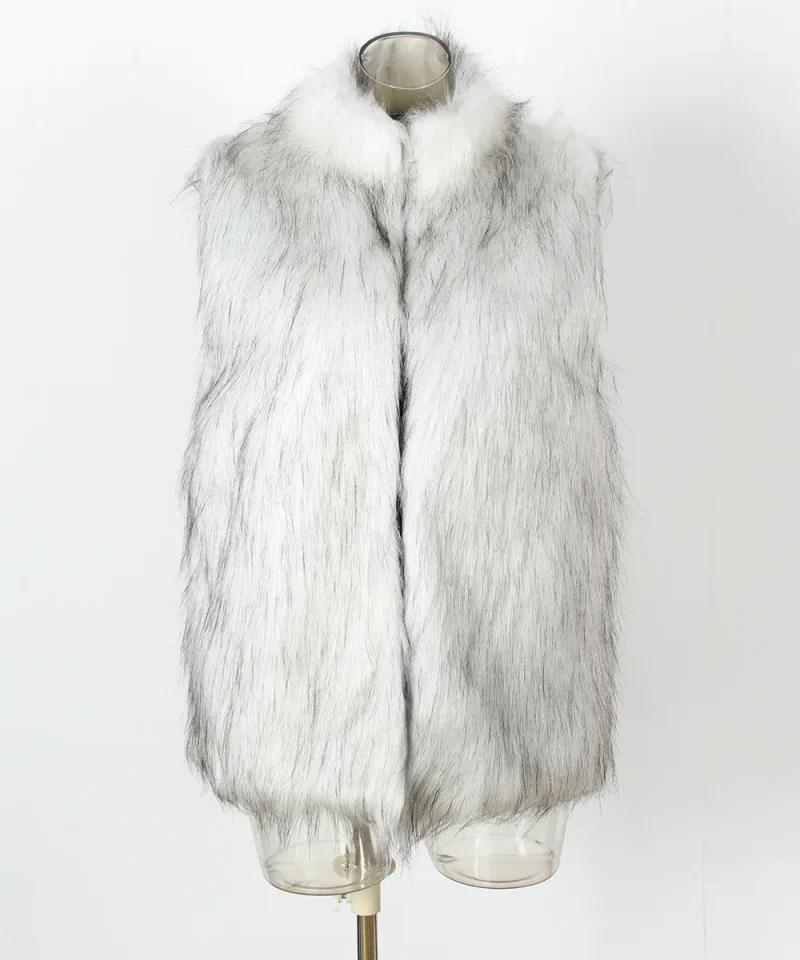 Stand Collar Faux Fur Vest Women