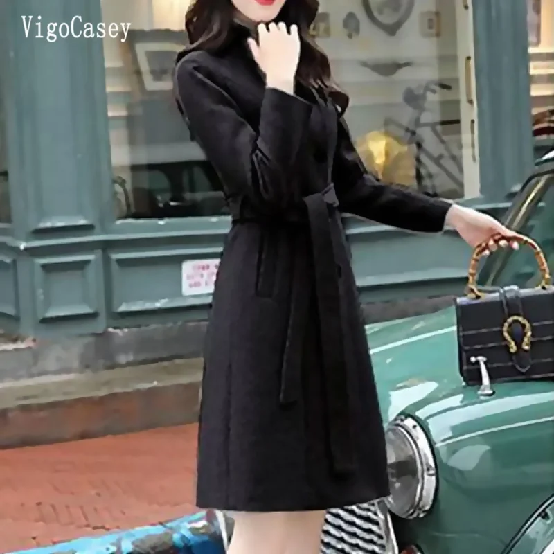 Khaki Long Trench Coat Women 2025 - Image 4