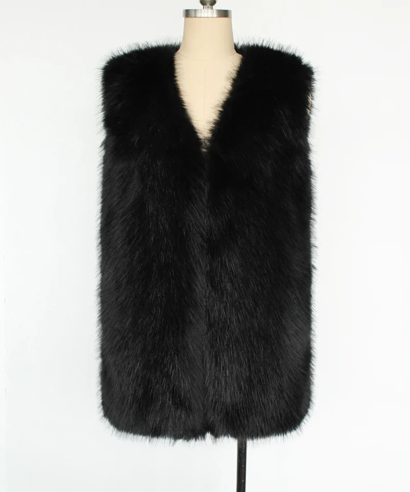 Brown Faux Fur Vest Women Winter
