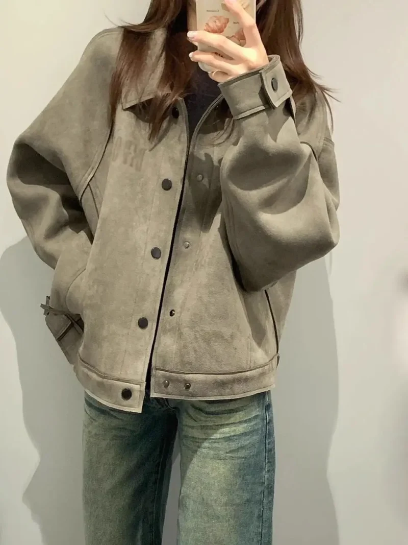 Women’s Retro Suede Short Jacket - Image 4