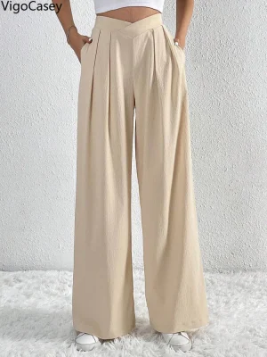 Women Apricot Wide Leg Pants